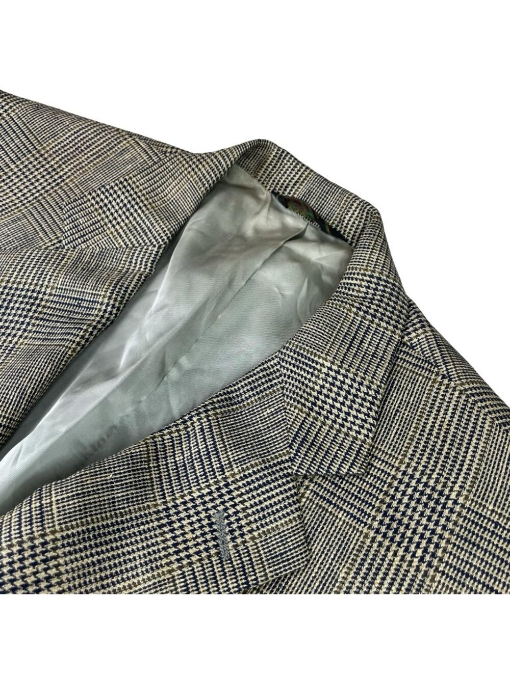 VTG Southwick Men’s Tweed 3-Button Blazer Beige/Green/Navy Houndstooth • 42R